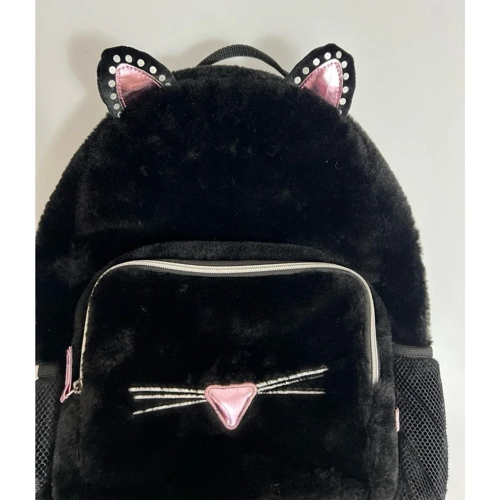 Backpack Black Cat Kitty Faux Fur Ears Nose Whiskers Goth More‎ Than Magic